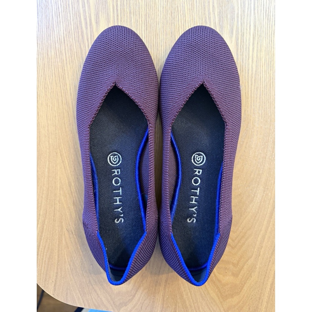 Rothy's The Flat Round Toe Ballet Flats Burgundy Plum Knit Womens Size 9